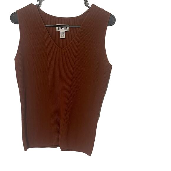Chico's Design Women's Size 1 Small Rust Orange Brown Ribbed Sleeveless Top - Picture 1 of 7